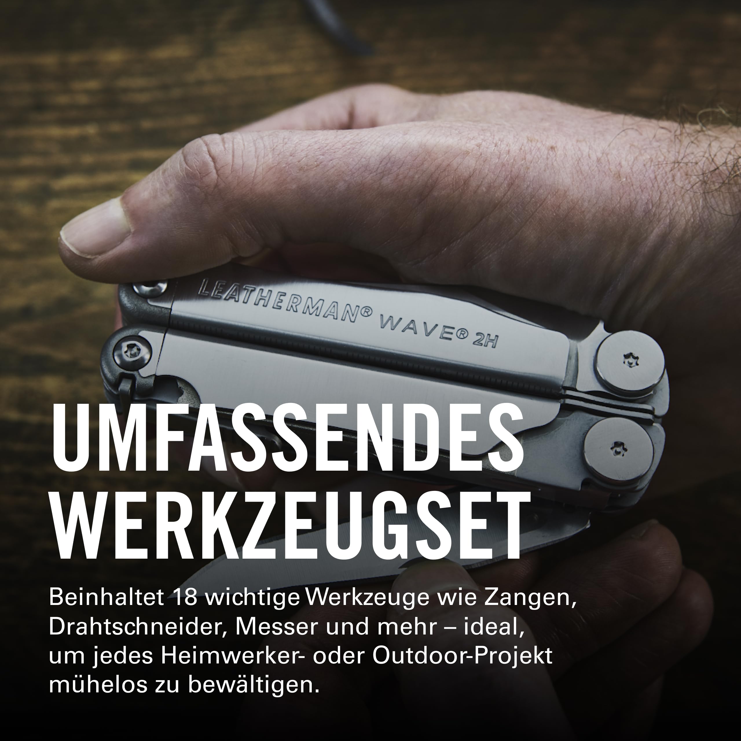 Leatherman 2H Wave+ Multi-Tool - 18-in-1 Hochleistungs-Edelstahlwerkzeug mit Klingen, Zangen und Drahtschneidern - Camping Zubehör - Edelstahl 2