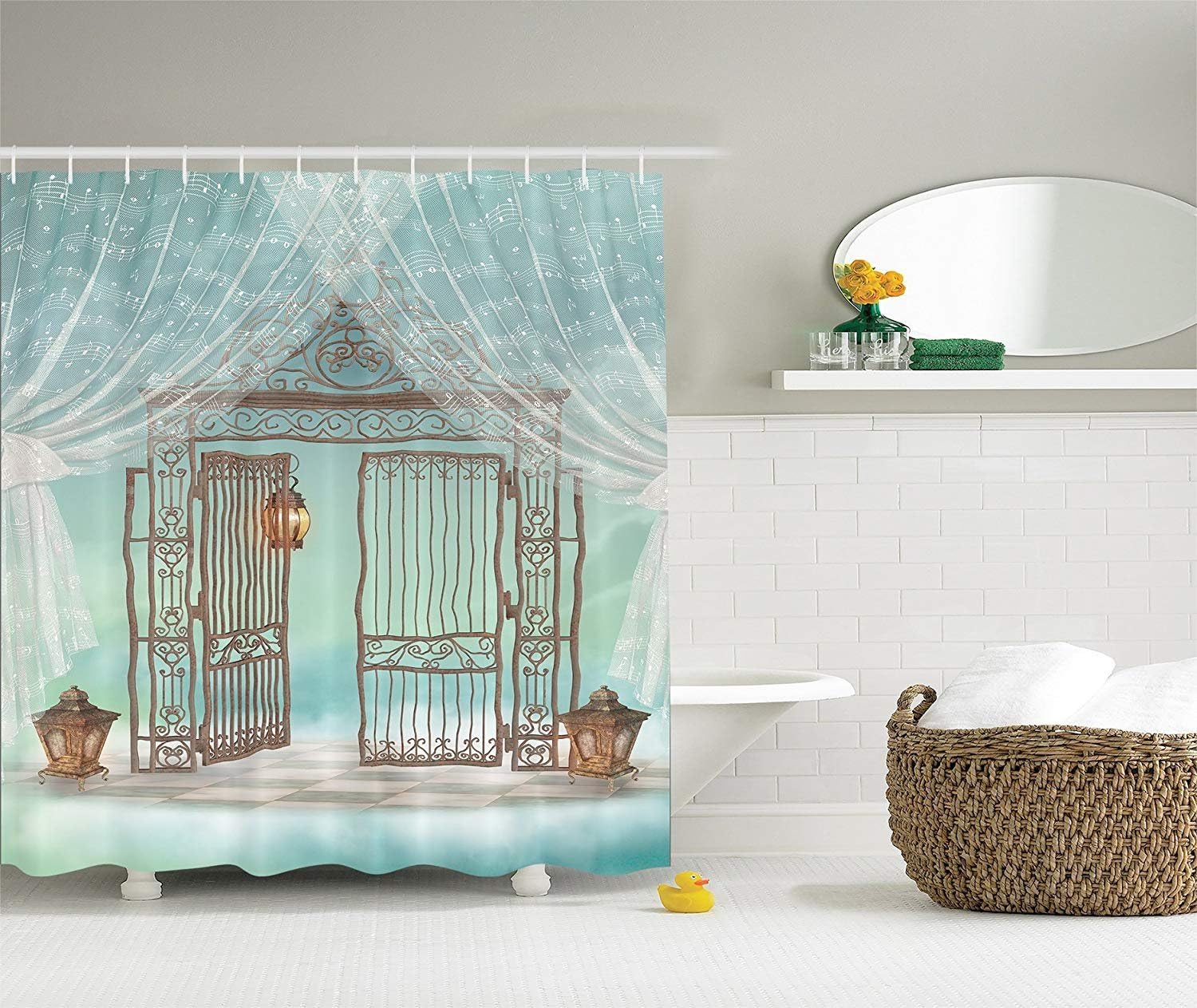 Ambesonne Medieval Country Shower Curtain Wedding Artsy