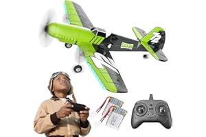BEZGAR HQ089 RC Plane, Drones for Kids, 6-axis Gyro Remote Control Airplane, RC Helicopter, Easy Control for Beginners Toys with Colorful LED Navigation Lights(Green)