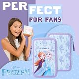 Disney Frozen Pencil Case Set with Colouring Pencils Markers 2 Zip Bk view 3