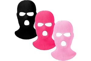 SATINIOR 3 Pieces Balaclava Ski Mask Winter Knitted Full Face Cover Ski Mask Cover Valentine Balaclava for Women Men Outdoor 