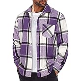 COOFANDY Mens Flannel Shirts Long Sleeve Lightweight Plaid Shirt Casual Button Down Shirts Jacket