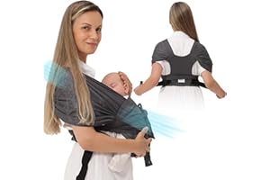 JRCuddles Baby Wrap Carrier AirMesh - from Newborn Infant to Toddler up to 44 lbs - Easy Child Sling for Carrying Kangaroo Style - Lightweight Chest Harness Baby Carrier for Mom and Dad