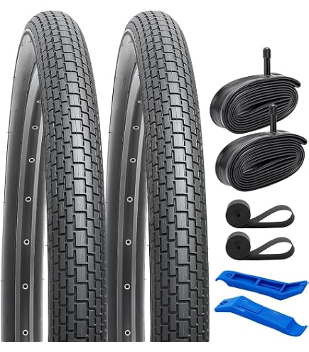 2-Pack 26x2.125 Inch Mountain Bike Tires & Tubes Set - Puncture-Resistant Foldable MTB Tires With Levers For Off-Road