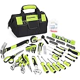 FASTPRO 220-Piece Home Tool Set, Household Repairing Tool Kit, Green | Included 12-Inch Wide Mouth Open Storage Tool Bag, For Beginners, For Home Repair and Maintenance, Great for Gifts