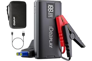 IDEAPLAY J10 Jump Starter, 2000A 12V Car Battery Jump Starter Portable for Up to 8.0L Gas and 7.0L Diesel Engine, Jump Box with Jumper Cables, Type C Fast Charging Battery Jumper with LED Flashlight