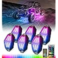 Lupar Bluetooth RGB Rock Lights Kit w/Remote Controller Multicolor Cars Underglow Whee Well Footwell Neon LED Undercar Chase Lighting Kits for Off-Road UTV ATV Trucks SUV Motorcycle - 6 Pods