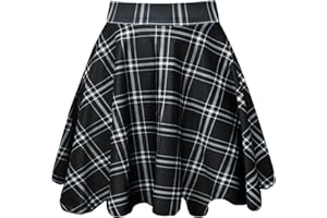 THHGPO Women's Casual Basic Skirts Mini Flared Skater Stretchy A-Line Party Skirts with Shorts