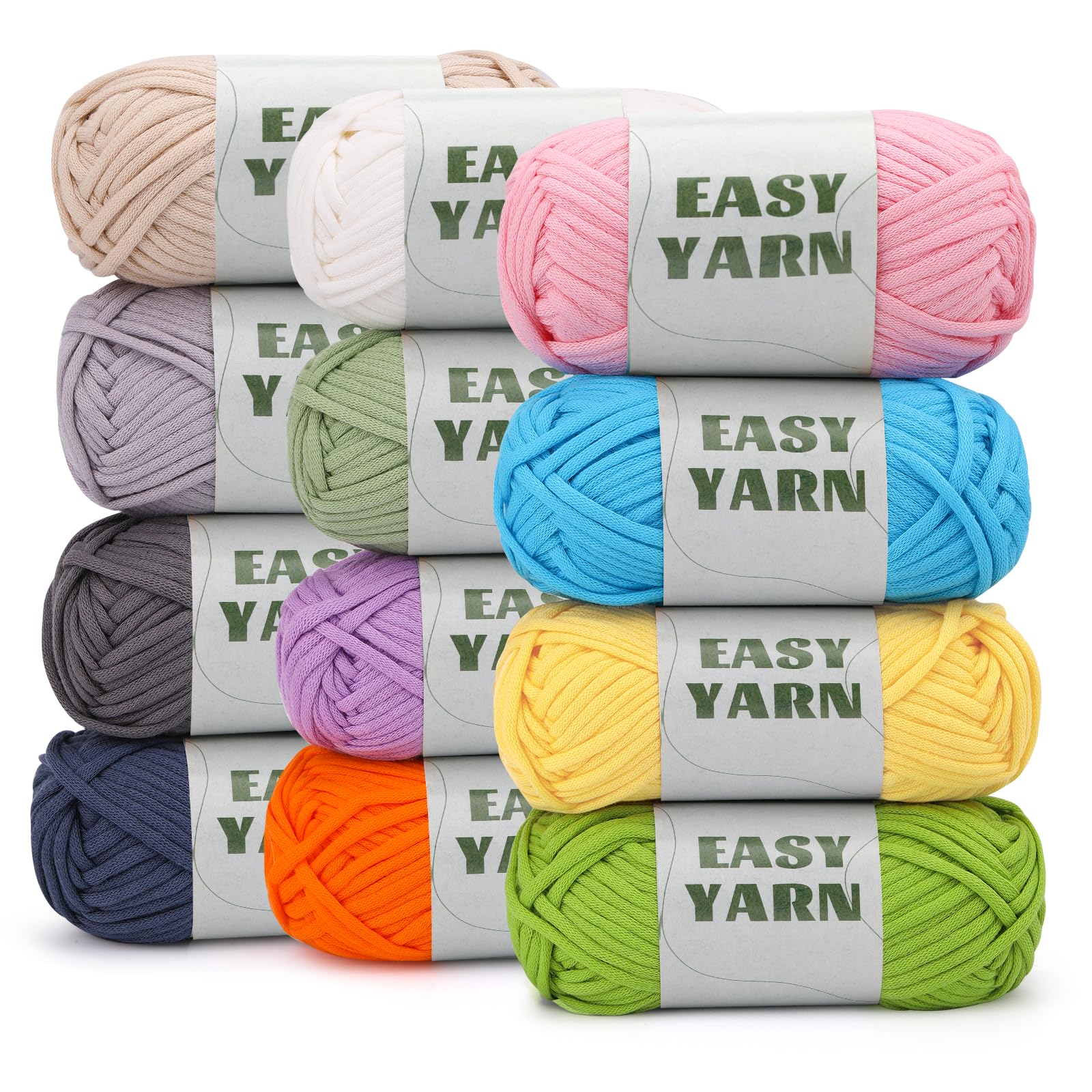12x50g Yarn for Crochet, Crochet Cotton Yarn Chunky Yarns for Crochets with Easy-to-See Stitches, Stitch Markers, Crochet Accessories, Easy Crochet Starter Kit for Beginners