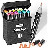 M&G 24 Colors Alcohol Based Dual Tip Art Markers Set, Alcohol Markers- Stocking Stuffers, Christmas Gift Idea for artists - Art Supplies