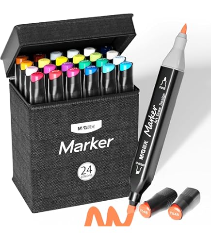 Ohuhu Markers Alcohol 48 Rotuladores Alcohol Doble Punta - Punta Fina Y Chisel, Colores Vibrantes Ohuhu Rotuladores Alcohol