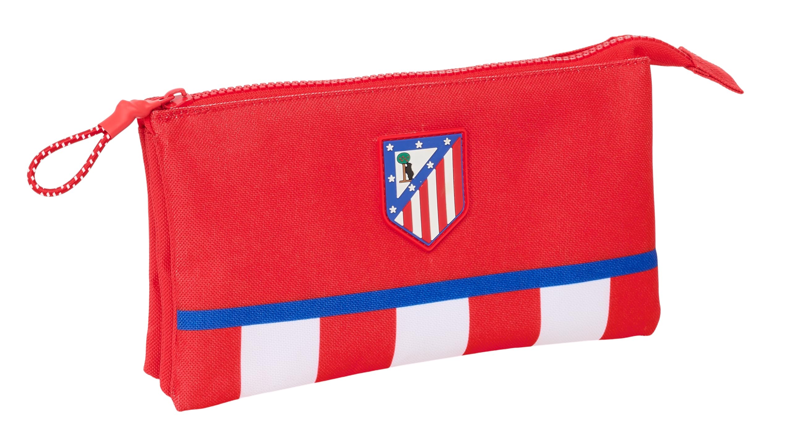 Safta Atletico de Madrid – Triple Pencil Case, Children's Pencil Case, Ideal for School Age Children, Comfortable and Versatile, Quality and Resistance, 22 x 3 x 12 cm, Red, red, Estándar, Casual