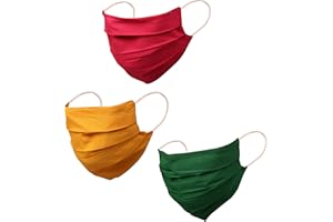 Touchstone soft cotton filter pocket double layer face mask Reusable Machine Washable for men, women. (Pack of 3). Pink Yellow Green