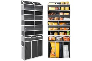 EZVERY Extra Large Over The Door Organizer with Clear Pockets - 8 Compartments & XL Bottom Storage, Heavy-Duty Hanging Organizer for Bathroom, Bedroom, Closet (57 Inch Height). (Dark Grey)