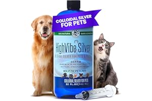 HOLISTIC PET CARE Colloidal Silver for Dogs & Cat Wound Care, Immune Support & Skin Solution - All Pet Health Care for Itch, Sores, Wounds, Hotspots & More with Syringe (32 oz)
