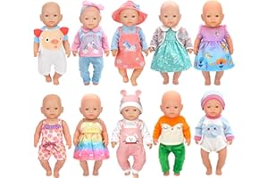 EBUDDY 10 Sets Baby Doll Clothes and Accessories Fit for 14-16 inch Baby Dolls,43 cm New Born Baby Dolls,15 inch Dolls,18 inch Dolls (Doll is not Included)