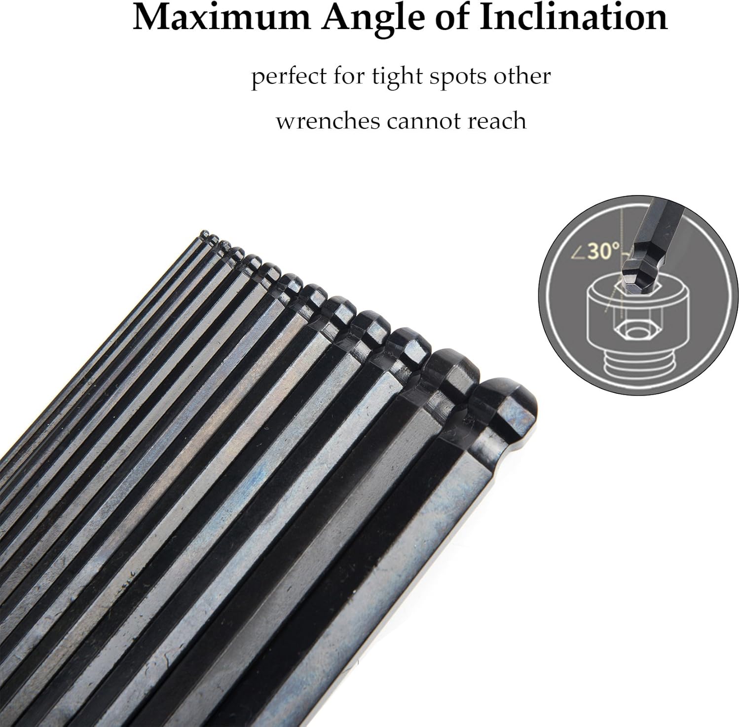 CO-Z Hex Key Allen Wrenches, 26 Pcs Metric/Inch Ball End Long Hex Tool Set, Folding L Keys with Knotched End, Complete L-Wrench Tools Kit for Turning Screws with Foldable Case - - 