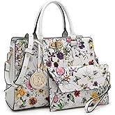 Dasein Women Medium Satchel Handbag Work Tote Shoulder Bag Top Handle Purse with Matching Clutch 2pcs Set