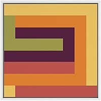 SIGNWIN Framed Canvas Wall Art Yellow, Orange, Red, Brown, Green Color Blocks and Lines Geometric Shapes Illustrations Minimalism Modern Fun for Living Room, Bedroom, Office - 16x16 inches