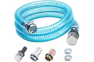 GDDGHS Fuel Hose 1 inch Suction Hose, Fuel Transfer Hose for Fuel/Oil/Diesel/Kerosene/Gasoline Transfer Pump, 1 Inch Fuel Pump Hose with 3/4 &1 Inch Threaded Couplings (6.5FT Long)