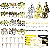 Konsait 48 PCS Happy New Year Party Decorations Kit, Nye Parties Favors 2026 Glasses, Nye Hat, Noise Makers, Silicone Wristbands, Necklaces, New Years Eve Party Supplies 2026