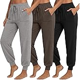 Neer 3 Pack Joggers for Women Lightweight Lounge Pants with Comfy Pockets Yoga Joggers for Workout Travel Casual