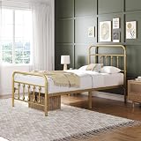 Yaheetech 3ft Single Bed Frame Vintage Iron Platform Bed Antique Gold view 2