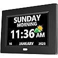 LXBYJKJ 7 Inch Digital Clock with Day and Date for Elderly Alzheimer's Dementia Clock Customizable Alarms and Medicine Reminders 3 Display Modes Large Font Digital Alarm Clock for Seniors Black