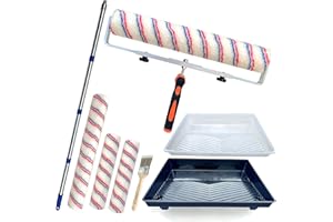 Decomarte Paint Roller Kit with Extension Pole Adjustable Frame 12 Inch 18 Inch Microfiber Covers, Extra-Large Stain Roller B