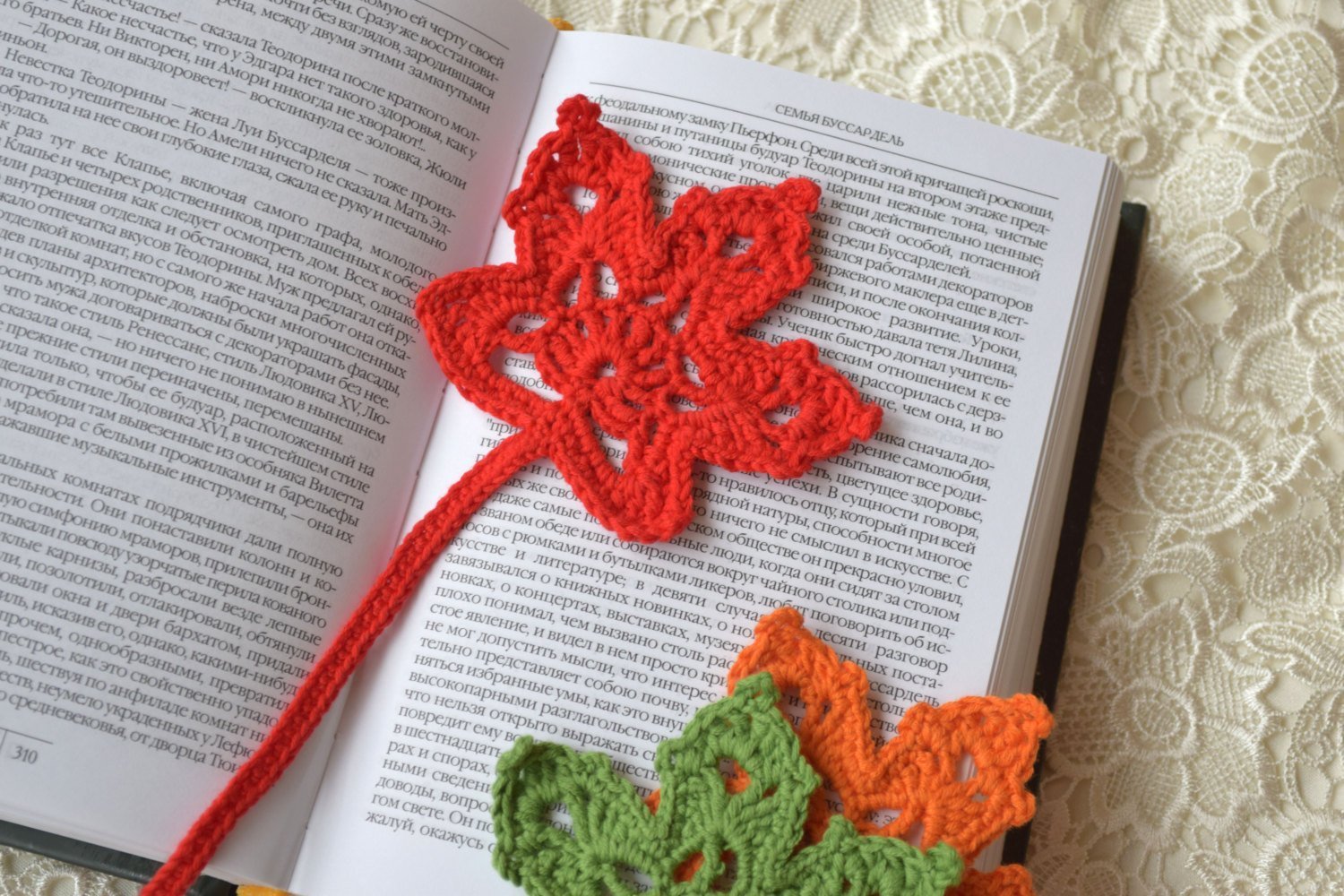 Crochet Bookmark Leaf Crocheted Bookmarks Handmade Book Accessories