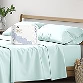 Mayfair Linen 100% Organic Cotton Sheets Queen Size - 4 PC Organic Cotton Percale Sheets Queen Set (Sea Foam), Soft, Cooling & Breathable Bedsheets, 16" Deep Pocket Hotel Bedding Set - GOTS Certified
