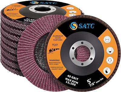 SATC Flap Discs 125mm 10 Pack 40 Grit T27 22.23mm 12,200 RPM Aluminum Oxide
