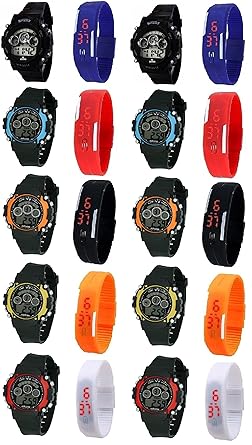 Pappi-Haunt Unisex Sports Watch Collections - PACK of 20 Multicolor Sports Watch for Boys, Girls & Kids