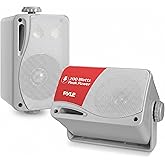 Pyle 3-Way Waterproof Marine Box Speakers - 3.5" 200 Watt Dual Indoor Outdoor Speaker System - Weatherproof/Waterproof Outdoor Speaker - Home, Boat, Pool, Patio Indoor Outdoor Use PLMR24S (Silver)