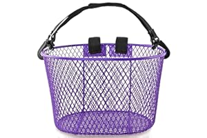 MKUERO Adult Bike Basket Front, Bicycle Basket for Women, Waterproof Metal Wire Bicycle Basket with Carrying Handle, Suitable for Most Adult Bicycles, Practical Bike Accessories
