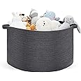 Ravinte Large Storage Basket - 22"x 22"x 14" Blanket Basket for Living Room, Baby Toy Storage Basket, Cotton Rope Basket Woven Laundry Basket (Gray)