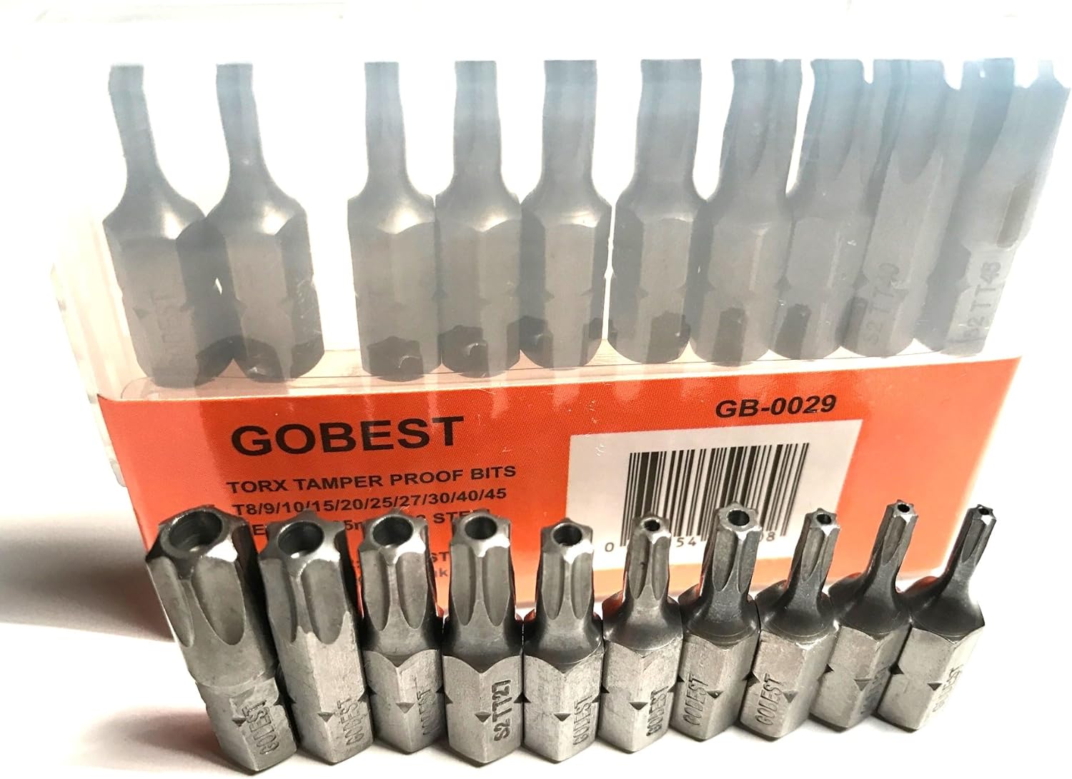 GOBEST Magnetic Security torx Screwdriver bits Set 10 pcs, 25mm, T8 - T45, torx Tamper Proof (GB-0029)