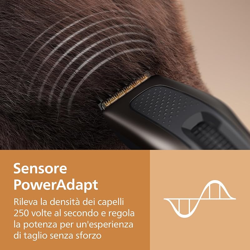 Hair Clipper Serie 9000 - Regolacapelli uomo donna, lame autoaffilanti, 28 impostazioni di lunghezza, incrementi di 1 mm, pettine Trim-n-Flow, autonomia fino a 180 min., 4 accessori, HC9721/15
