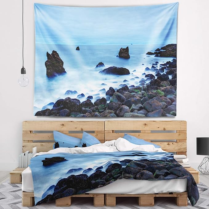 Designart 'Rocky Coast near Raykjanes' Seashore Tapestry