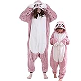 DELEY Unisex One Piece Animal Adult Pink Sloth Onesie, Animal Pajamas Halloween Cosplay Costume for Women and Mens