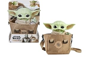 Mattel Star Wars Grogu Plush 10-inch Toy, Character Figure with Soft Body, Sounds & Carrier, Inspired by Star Wars The Mandalorian