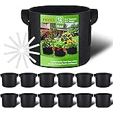 PHYEX 12-Pack 15 Gallon Grow Bags, Heavy Duty Fabric Pots with Handles, Reusable Plant Bags for Vegetable, Herbs & Flowers, BPA-Free, Breathable, Durable