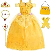 RELARLiYA Princess Dress for Girls Kids Princess Costume Dress up Halloween Birthday Party Cosplay Yellow 3-10Y