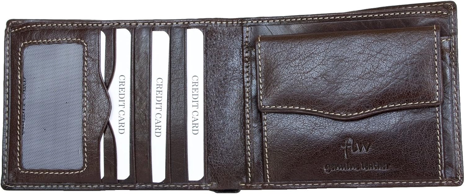 FLW Men's large smart designed genuine leather wallet, Brown - Image 3
