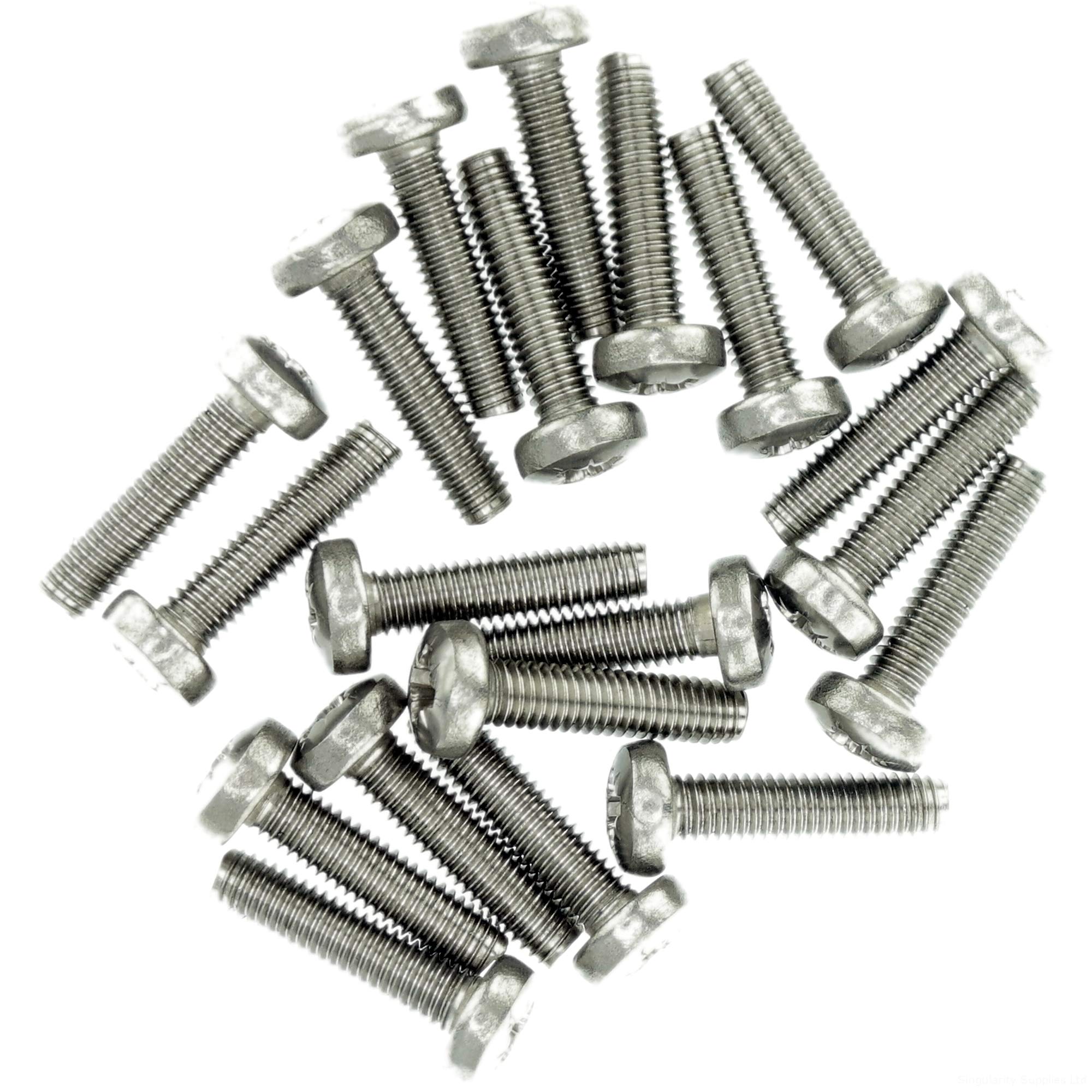 M4 (4mm x 12mm) Pozi Pan Thread Rolling Screw - Stainless Steel (A2) (Pack of 20)