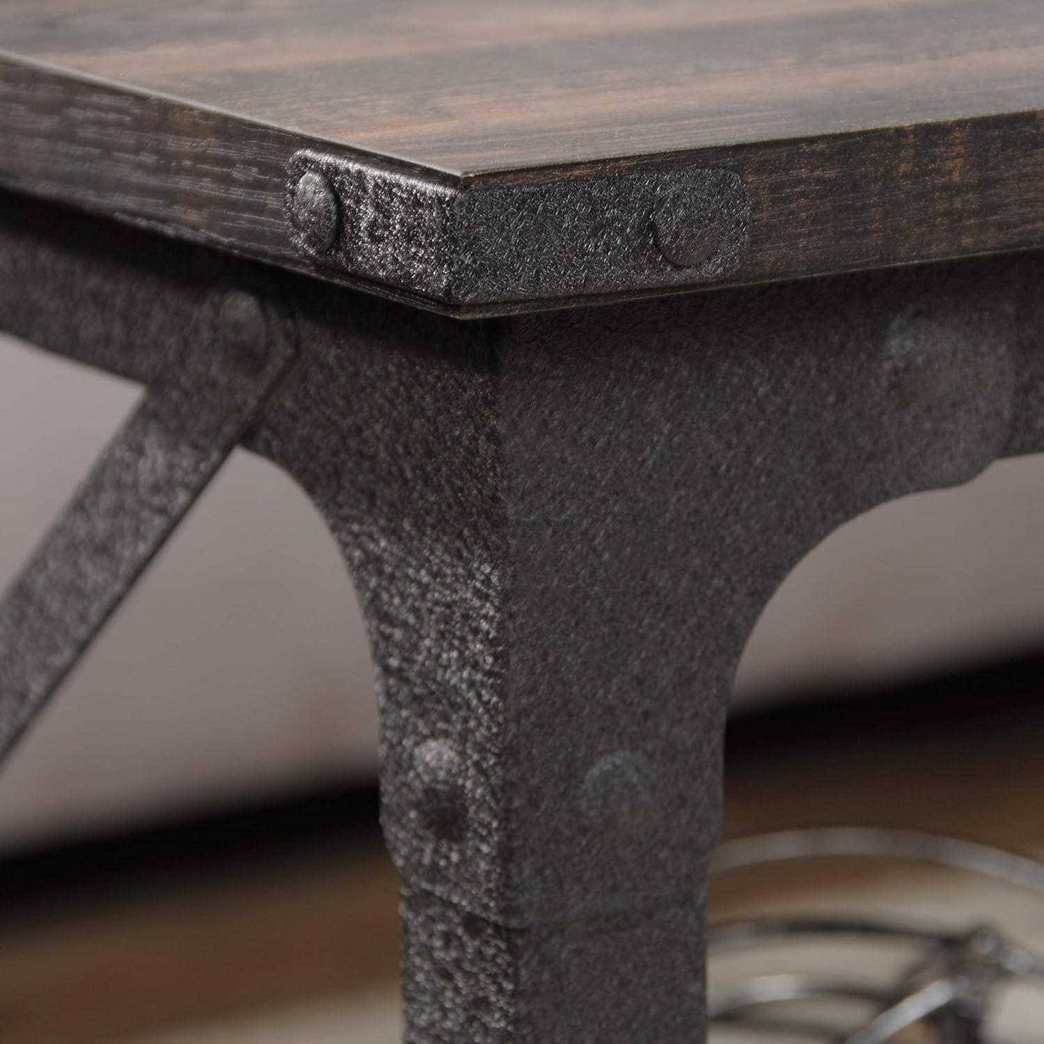 Sauder Steel River Coffee Table, L: 42.91" x W: 24.21" x H: 18.5", Carbon Oak: Furniture & Decor