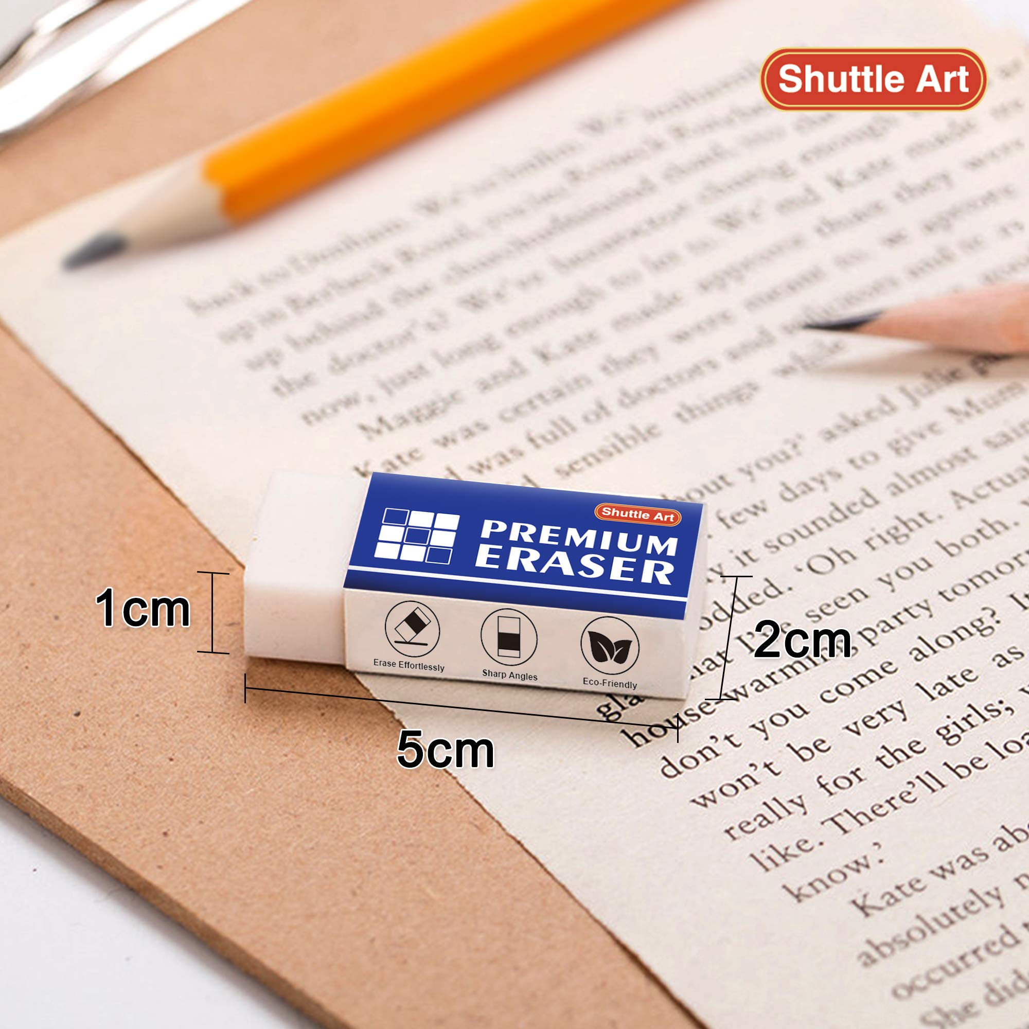 Erasers, Shuttle Art 72 Pack Premium Erasers Bulk, White Eraser Classroom Set for Kids Teachers as School and Office Supplies