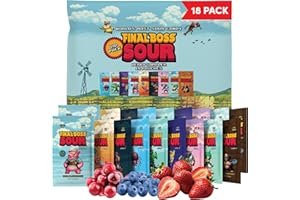 Final Boss Holiday Sour Candy Variety Pack, 18 Pack, All Sour Levels, Extreme Sour Fruit Chews with Real Dried Fruit, No Artificial Colors or Flavors, Low Calorie Snack for Kids, Teens & Adults