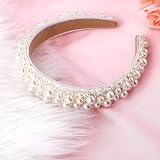 Yolev White Faux Pearl Headbands Bridal Beaded Hair Hoop 14x11.5cm view 8