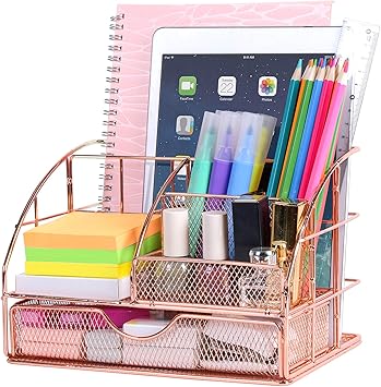 Amazon Com Upgraded Desk Organizer For Women Cute Mesh Office Supplies Accessories Essentials Caddy With Drawer For Home Office Desktop Organization Decor Rose Gold Office Products upgraded desk organizer for women cute mesh office supplies accessories essentials caddy with drawer for home office desktop organization decor